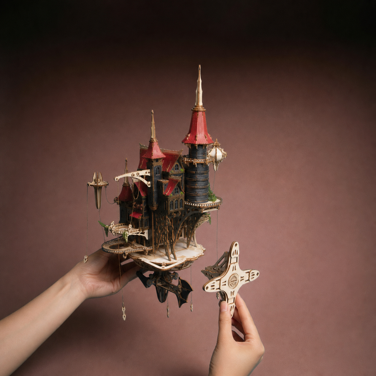 howCat Fantasy Steam Castle-3D Wooden Puzzle Kit