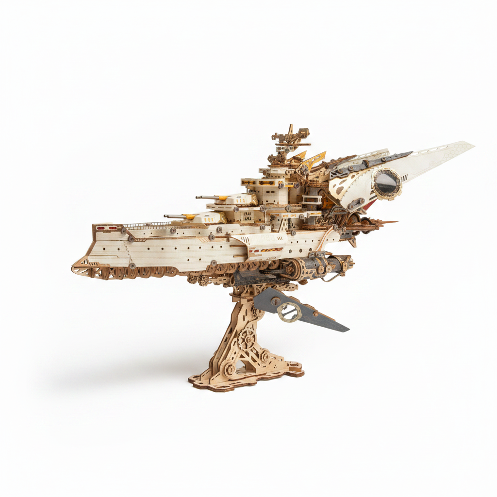 howCat Space Warship 3D Wooden Puzzle Model Kit| Now on Kickstarter