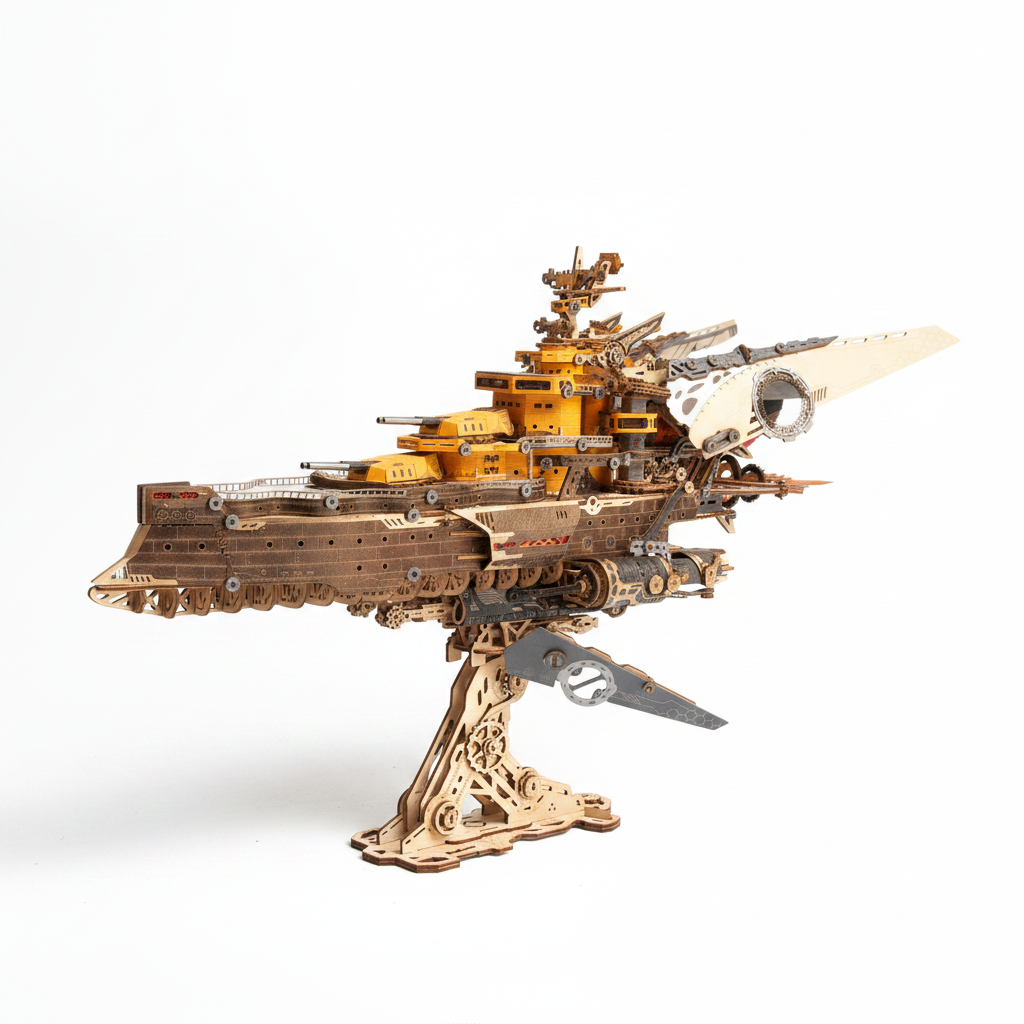 howCat Space Warship 3D Wooden Puzzle Model Kit| Now on Kickstarter