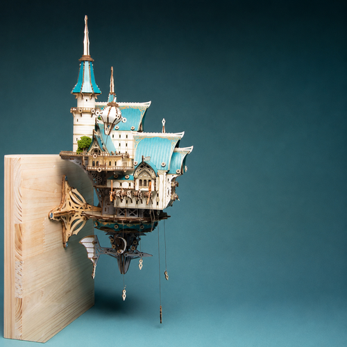 howCat Fantasy Steam Castle-3D Wooden Puzzle Kit