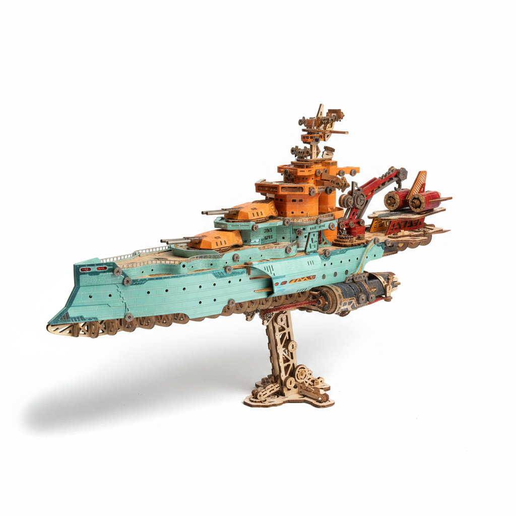howCat Space Warship 3D Wooden Puzzle Model Kit| Now on Kickstarter