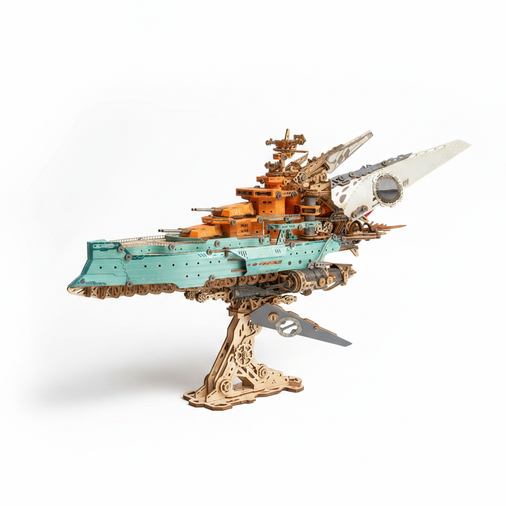 howCat Space Warship 3D Wooden Puzzle Model Kit| Now on Kickstarter