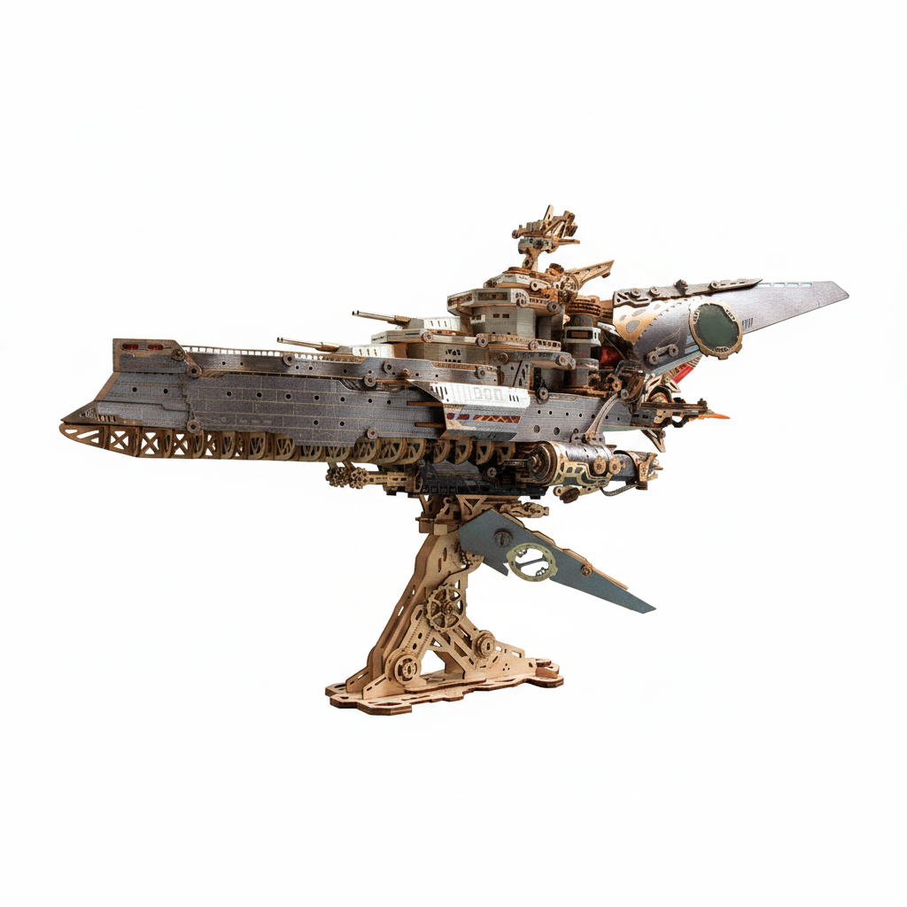 howCat Space Warship 3D Wooden Puzzle Model Kit| Now on Kickstarter